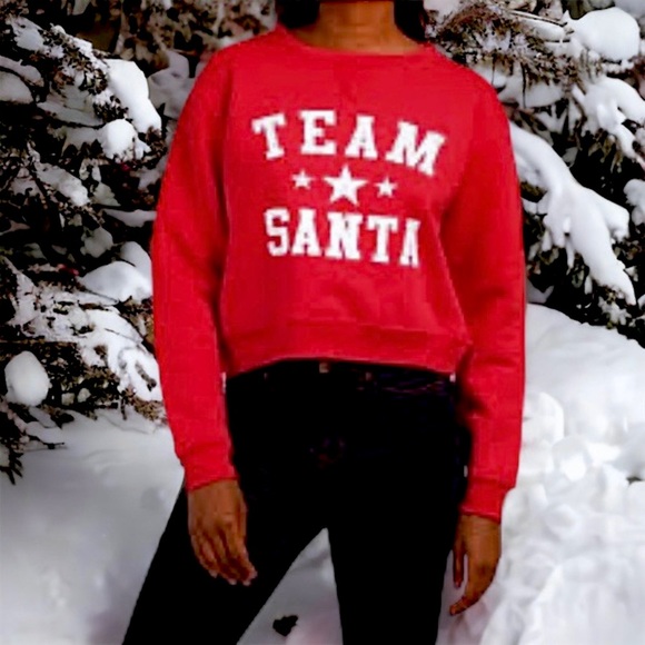 Exist Tops - Exist Sweatshirt Team Santa Christmas Cropped Pullover Red Size Large NEW